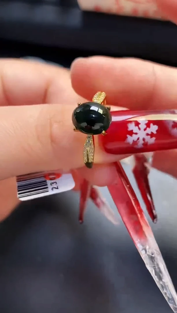 银S925镶嵌戒指翡翠天然