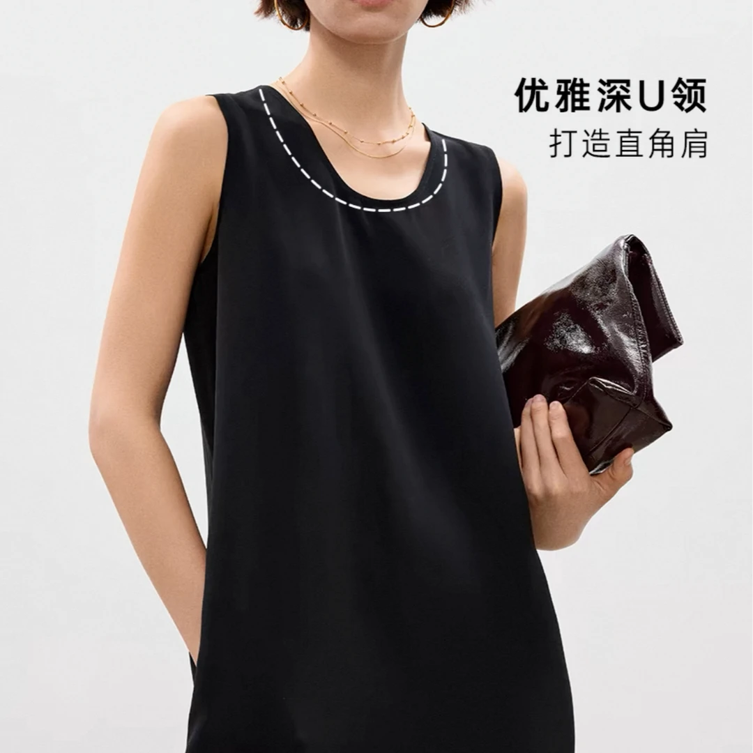 XHMA1452025夏季新款简约时尚气质松弛感无袖连衣裙