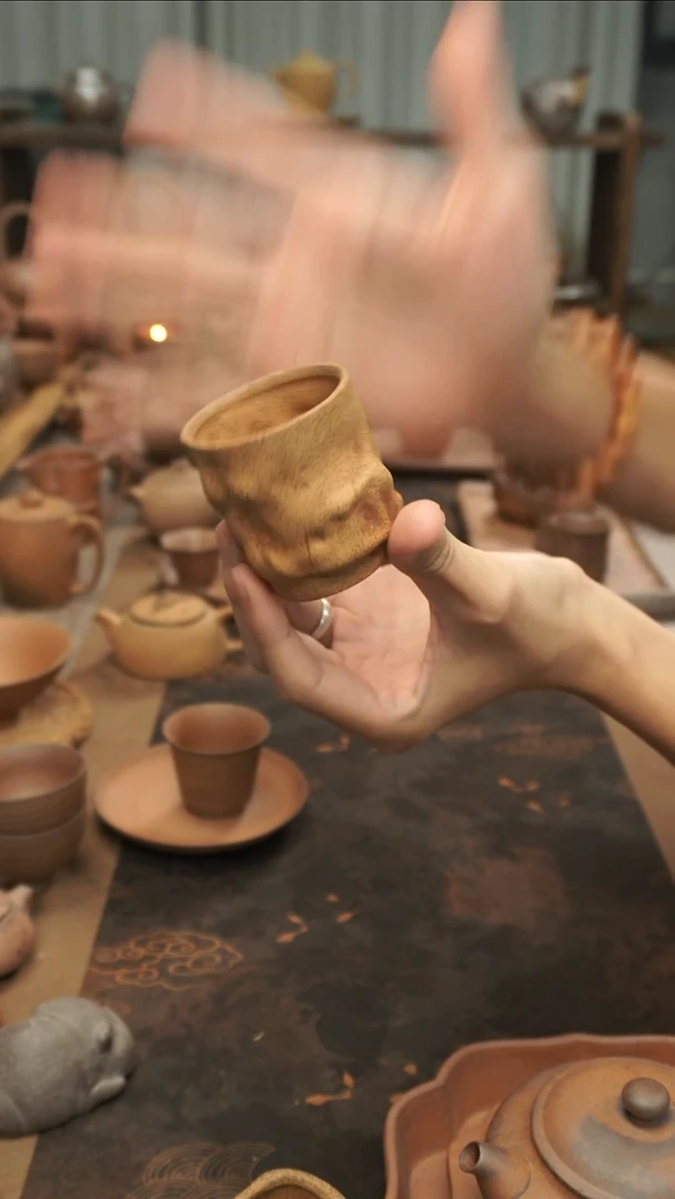 原矿料老岩泥 手捏异形杯主人杯80ml