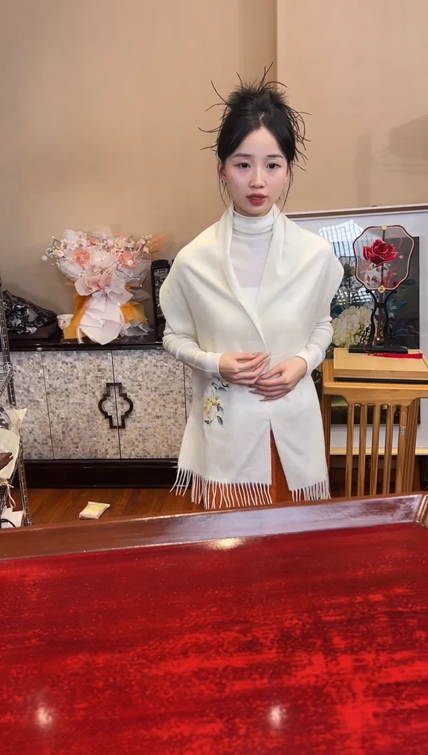 刺绣苏绣双面绣山羊绒围巾