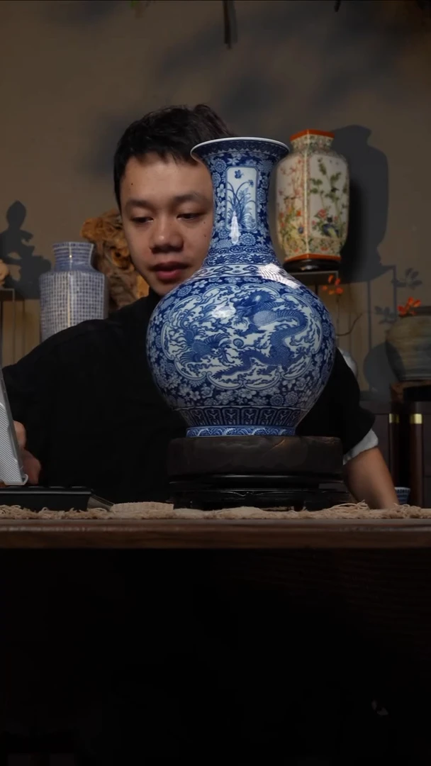 摆件WN问泥景德镇陶瓷花瓶摆件