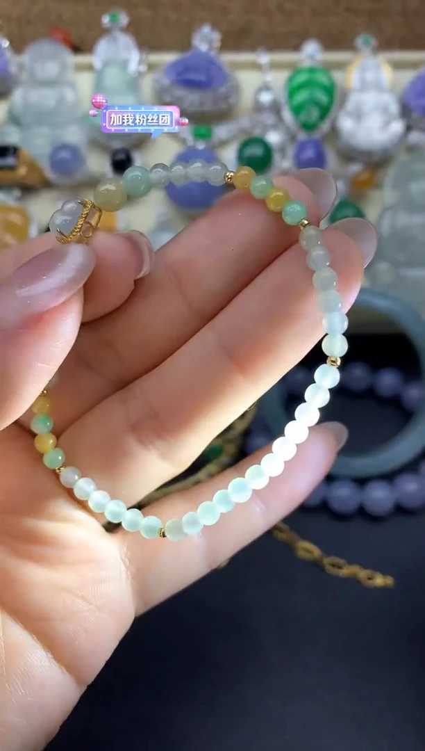 【闪购商品】翡翠手串18K金镶嵌66-中国好珍宝