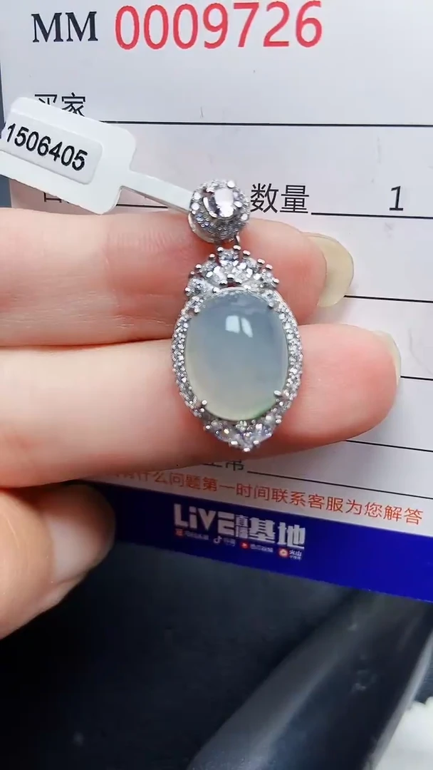 翡翠银S925镶嵌颈饰9726
