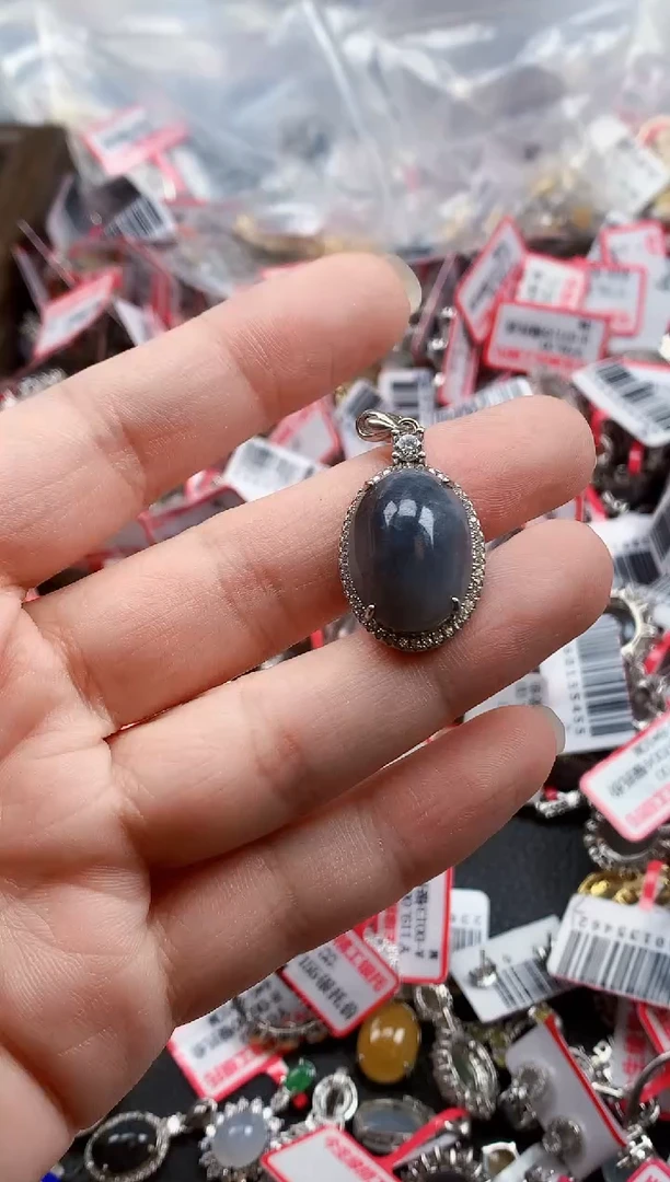 银S925镶嵌戒指翡翠天然A货缅甸翡翠