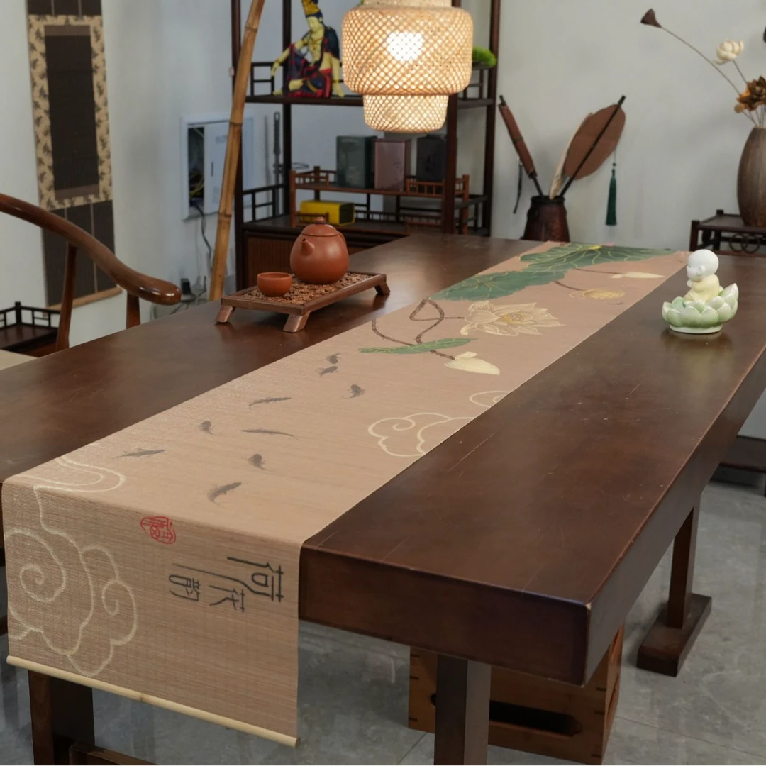 双面桌旗氛围布景桌子搭配精品茶室茶桌会议室茶席防烫防水茶具垫