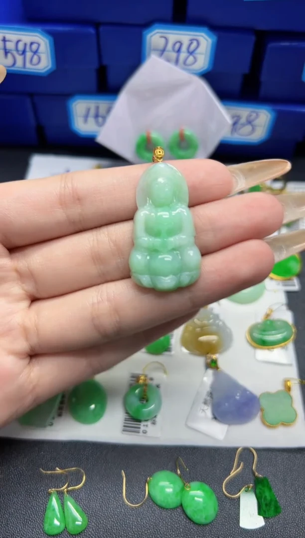 【闪购商品】翡翠颈饰18K金镶嵌Y缅料A货/支持复检/一件