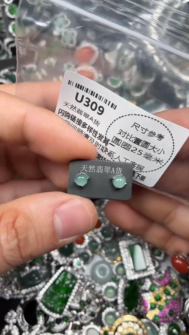 颈饰未镶嵌翡翠U309耳钉
