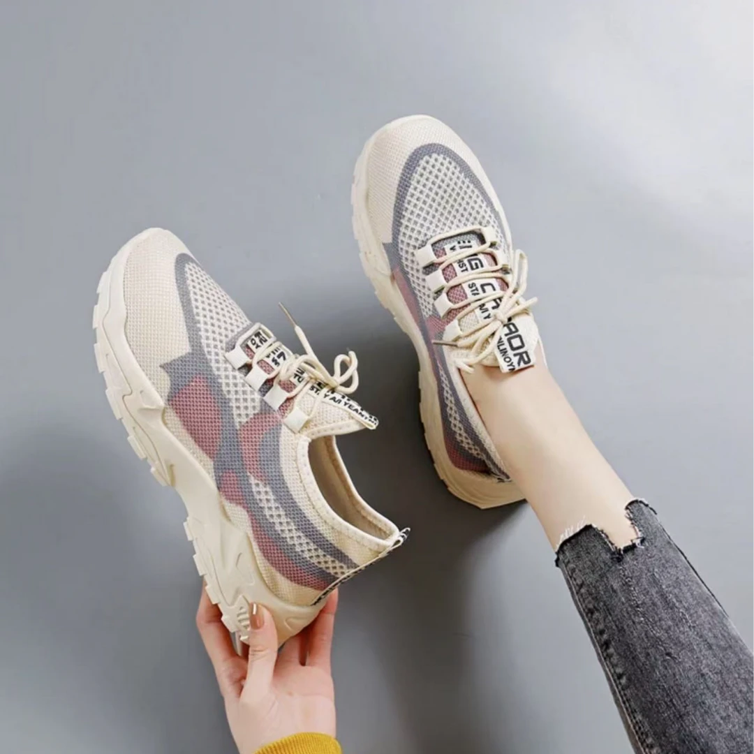 【DS】春夏新款运动女士鞋网红透气软底休闲帆布轻便跑步厚底老爹鞋