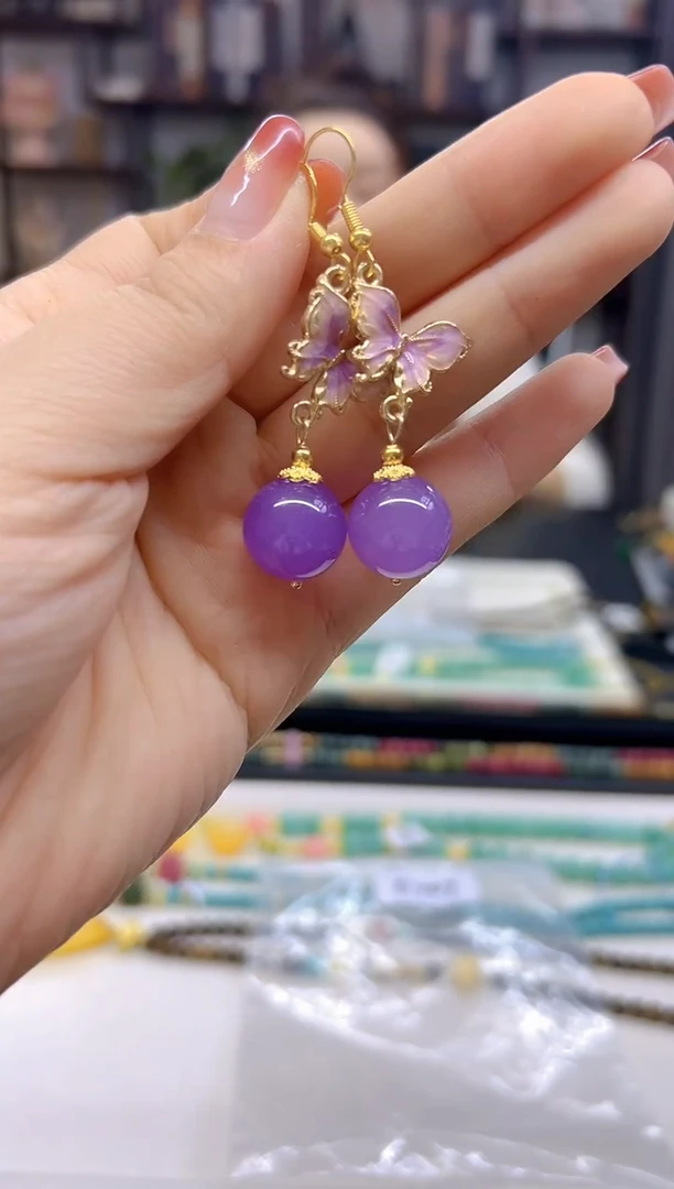 【闪购商品】翡翠耳饰14K金镶嵌耳坠E737