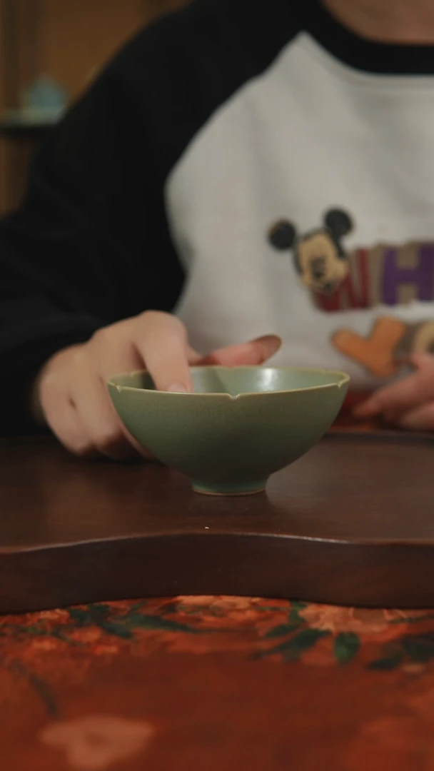 杯子瓷水*汝州原产地汝瓷葵口