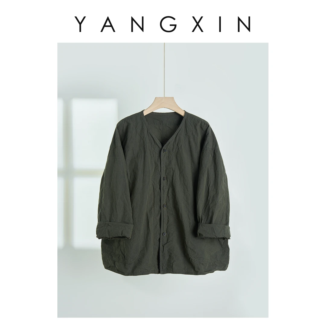 【无龄·杨昕】“青衫灵动”纯色系时尚设计感衬衫外套SS03077