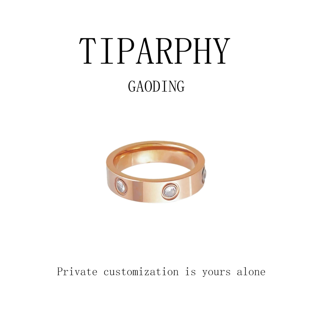 钛钢合成锆石戒指 TIPARPHY/帝铂翡 经典时尚满Z戒ZHI情侣简约二