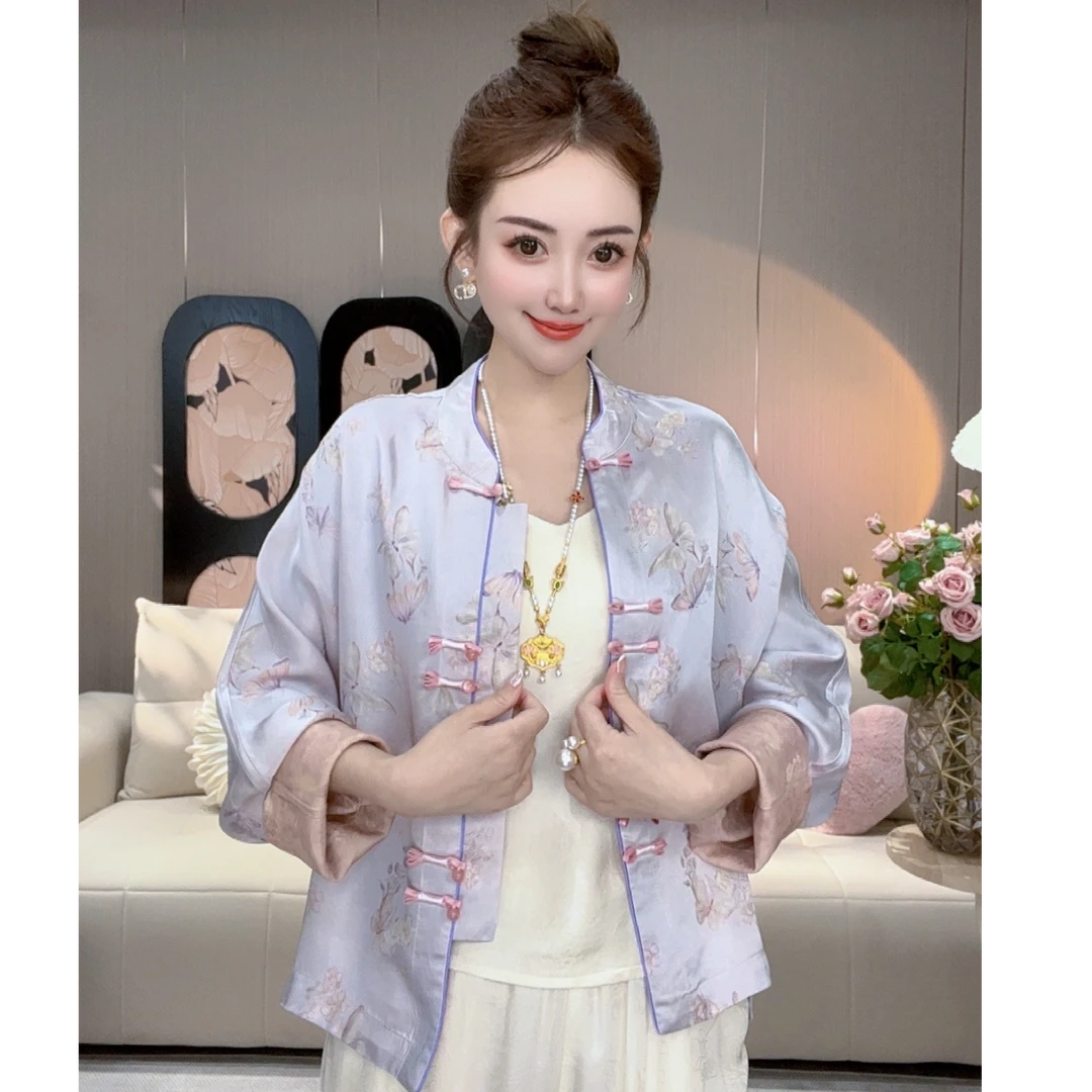 《紫裳凤蝶》新款老料气质百搭上衣外套女