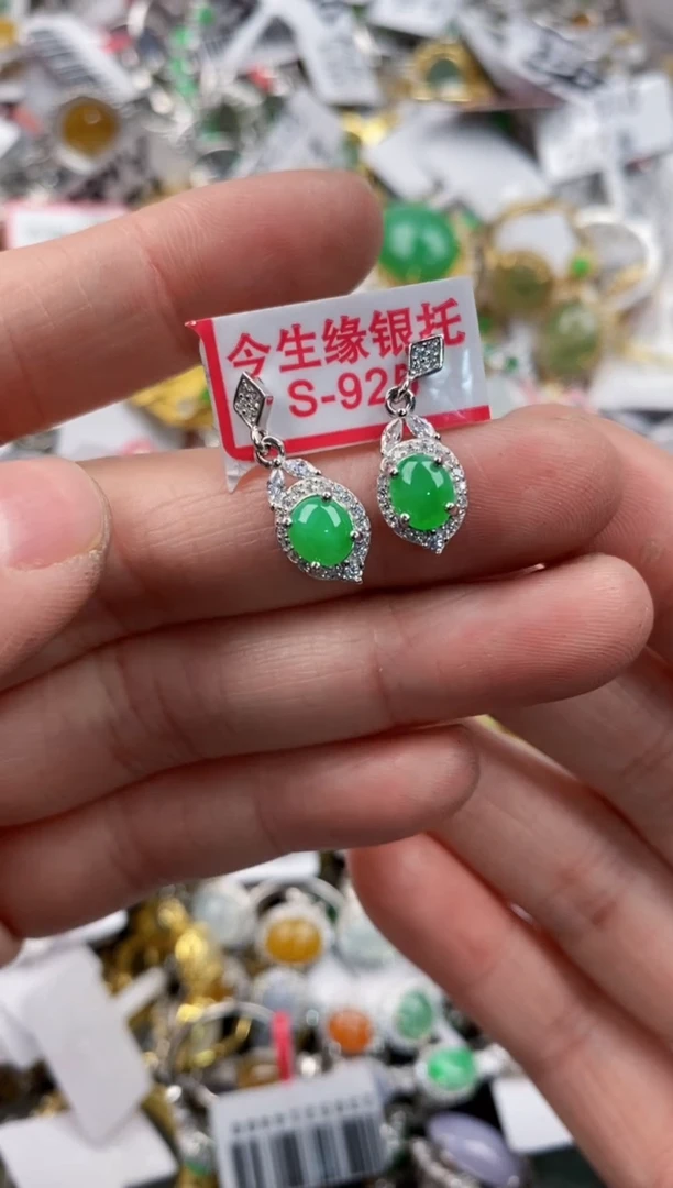 银S925镶嵌戒指翡翠1010    2