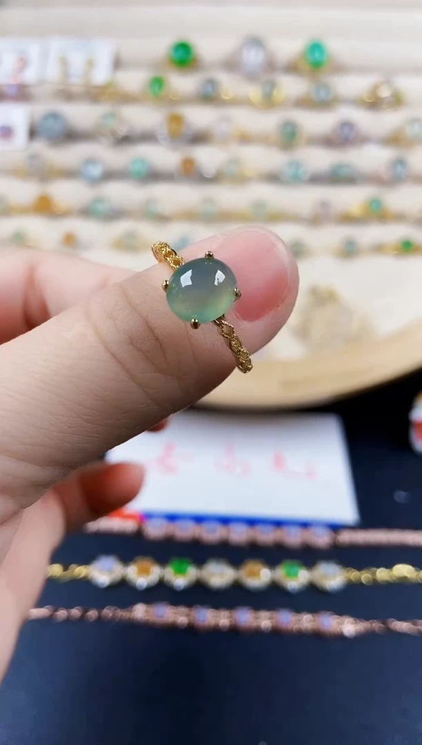 翡翠戒指银S925镶嵌468989