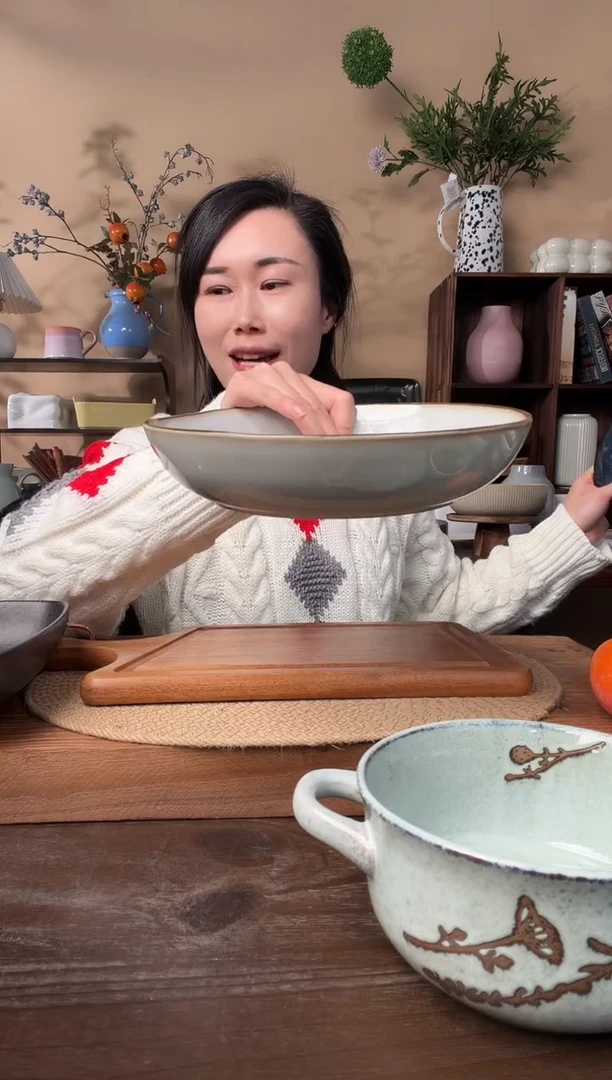 9英寸窑变深盘微瑕