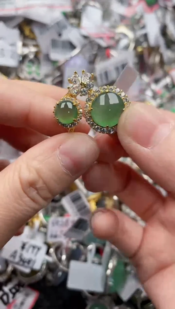 银S925镶嵌戒指翡翠222---3