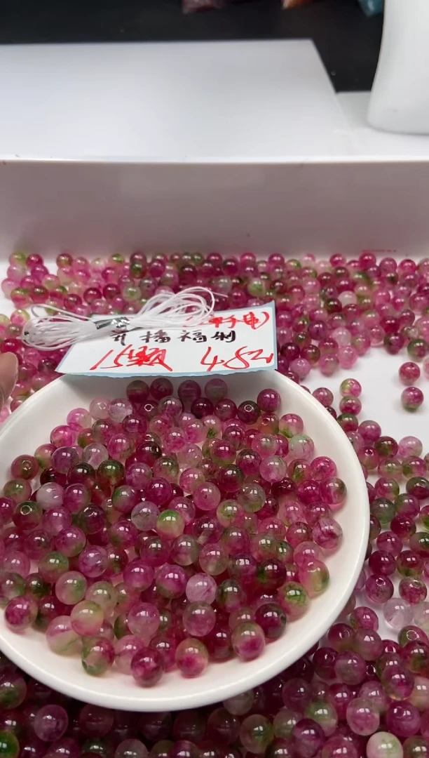 颈饰未镶嵌水晶W1779-西瓜碧玺8mm*15颗