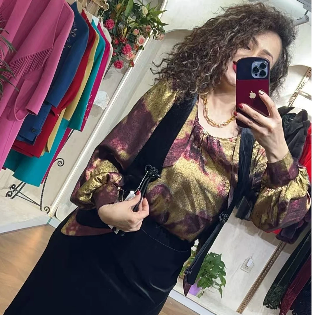 新款潮牌长袖气质圆领秋冬印花百搭双面三件套