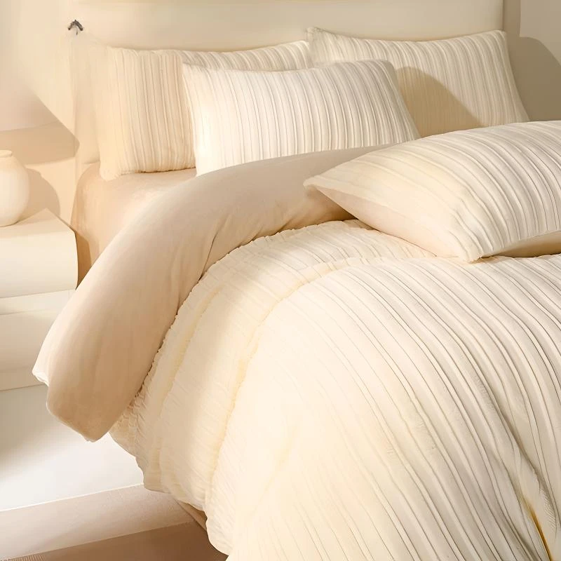 秋冬季新款雕花牛奶绒四件套A类保暖加绒双面被套床单床上三件套