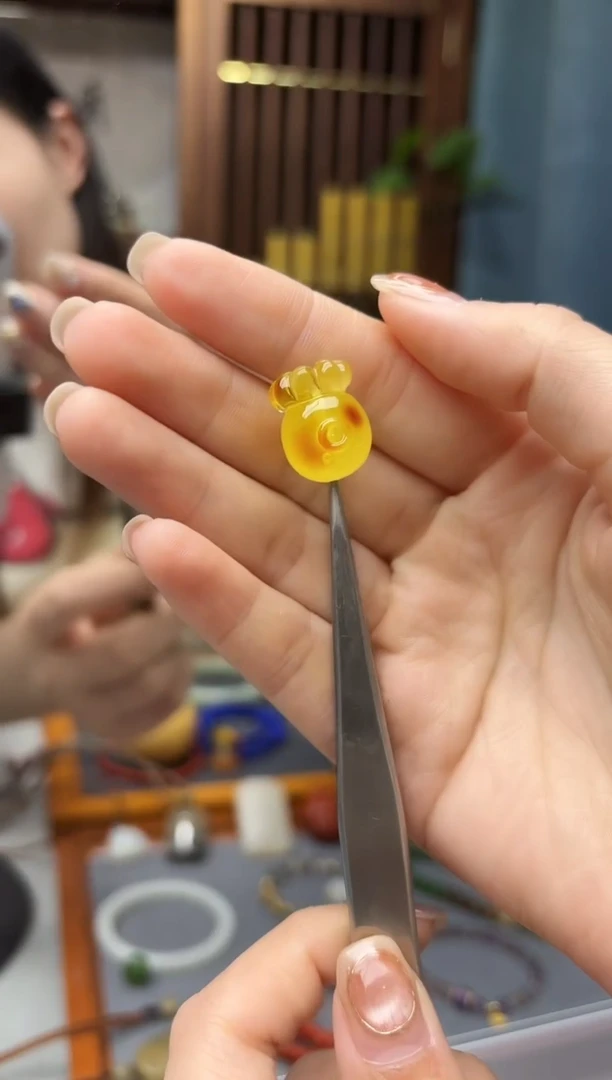 裸石蜜蜡未镶嵌四**已蜜蜡钱袋配饰GW