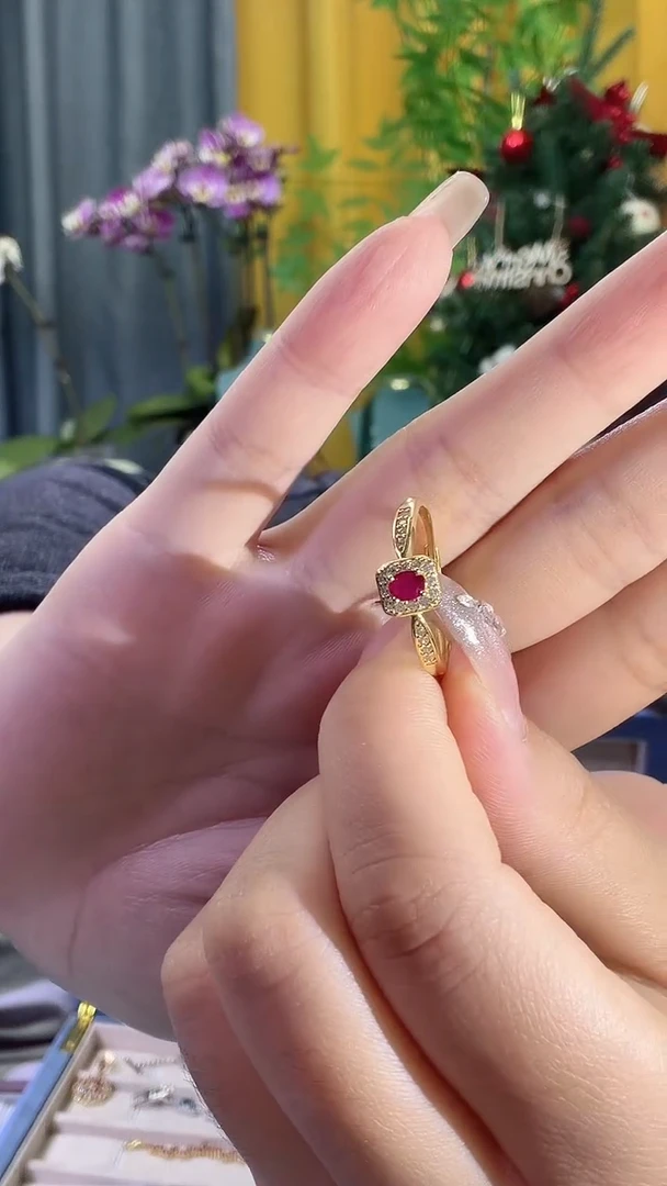 银S925镶嵌戒指红宝石红宝石戒指