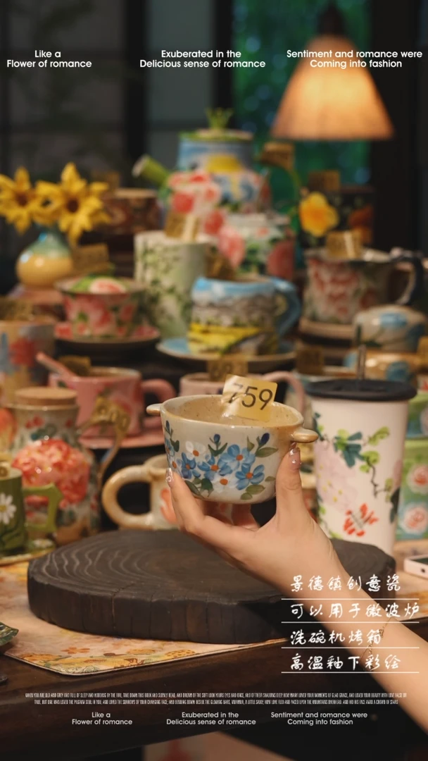 陶瓷景德镇高温釉下彩绘设计师款式