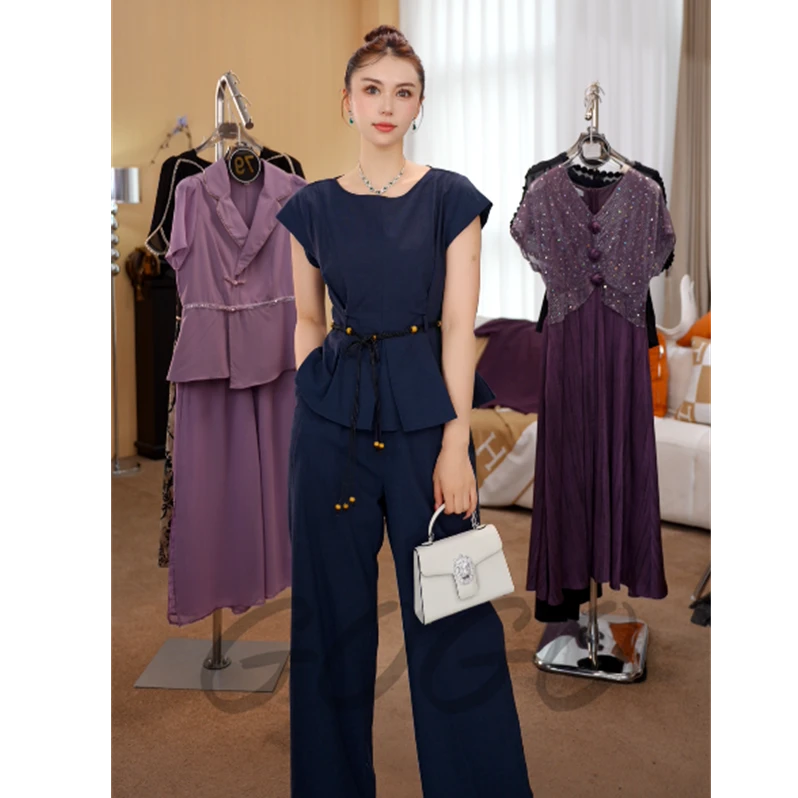 G6910休闲阔腿裤套装女2025年新款上衣高级感好看两件套装