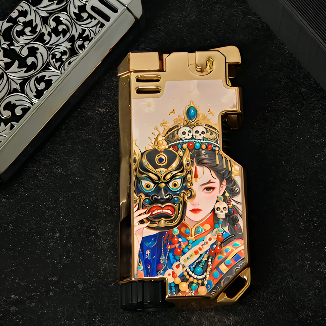 弹簧打火机扎基拉姆充气复古打火机浮雕设计创意一键弹射打火机