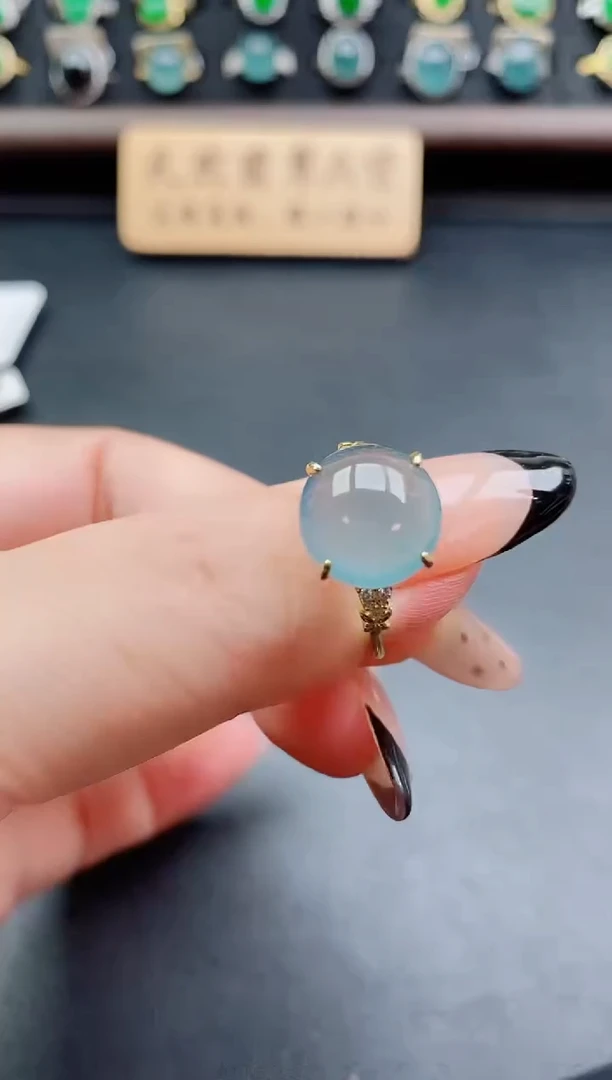 银S925镶嵌戒指翡翠1