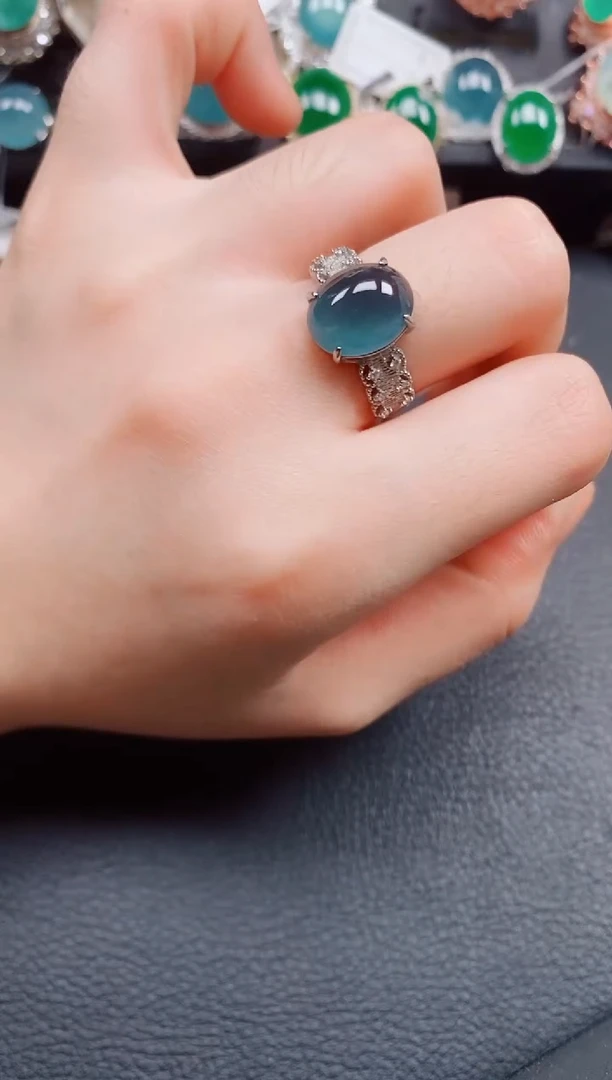 银S925镶嵌戒指翡翠翡翠