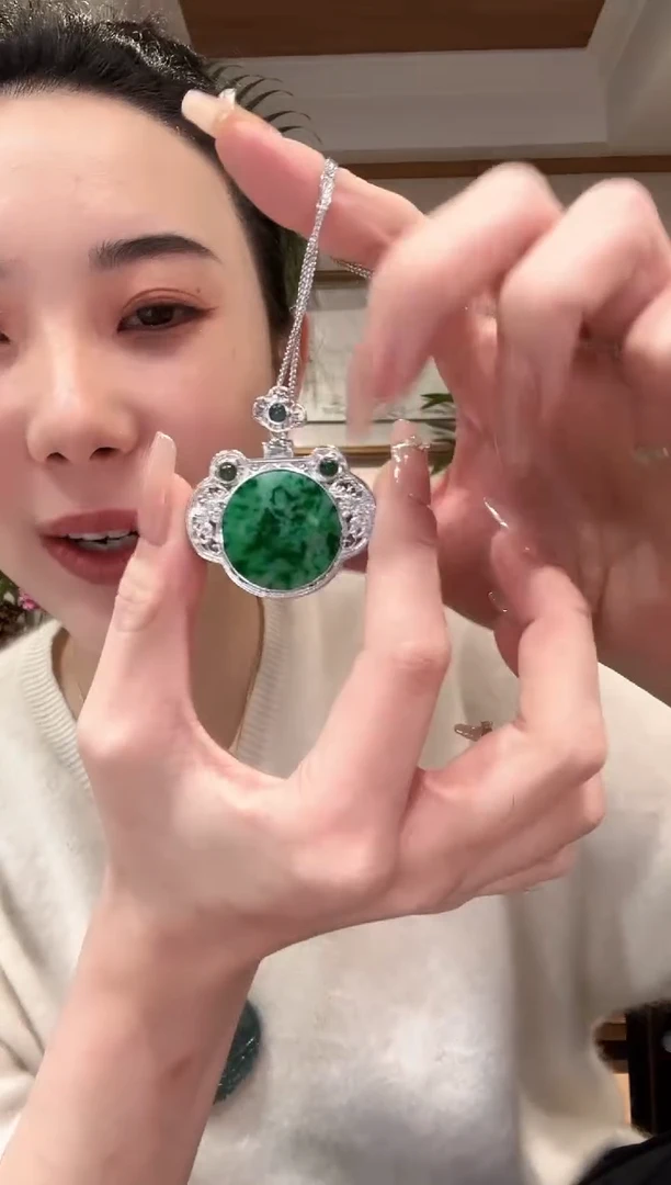 【闪购商品】翡翠颈饰银S925镶嵌国风