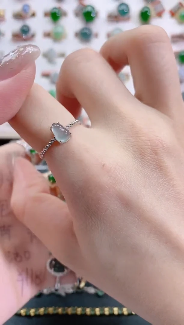 银S925镶嵌戒指翡翠天然翡翠