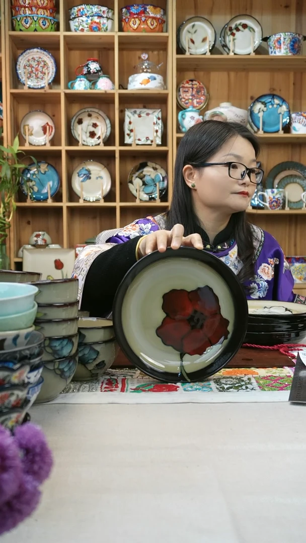 瓷片小*小可陶瓷2只大深盘