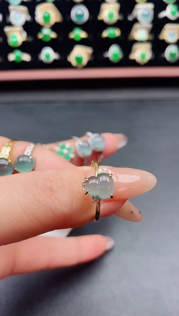 银S925镶嵌戒指翡翠1