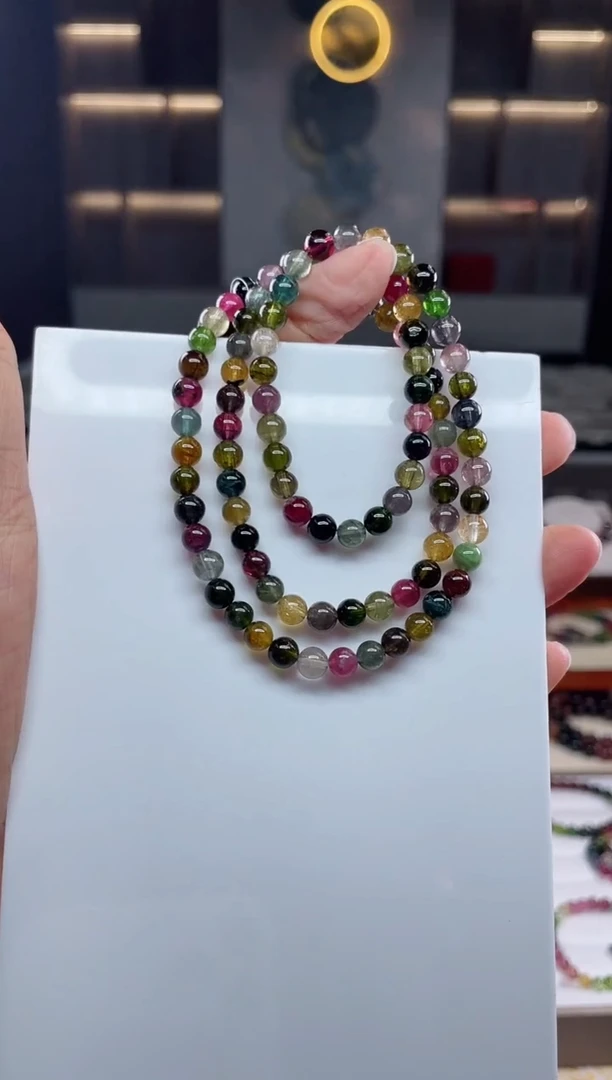 未镶嵌三圈手串碧玺（多样性发一条）Q