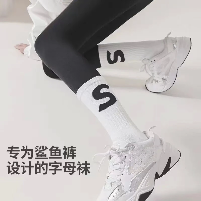春秋季新款女士袜ins百搭袜中高筒白色防臭吸汗潮流棉袜跑步情侣