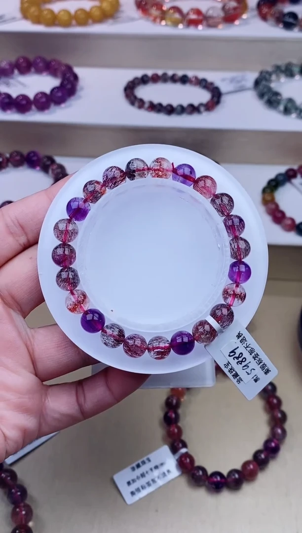 未镶嵌手链水晶黑加仑超七单圈7m+