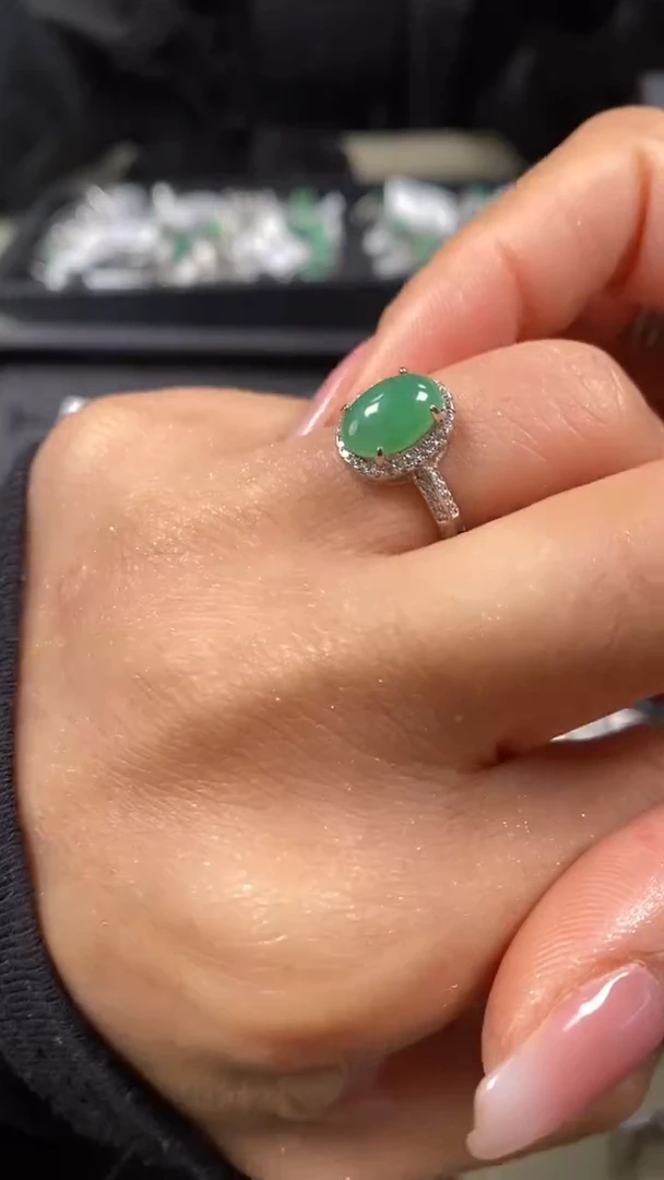 【闪购商品】翡翠戒指银S925镶嵌6671