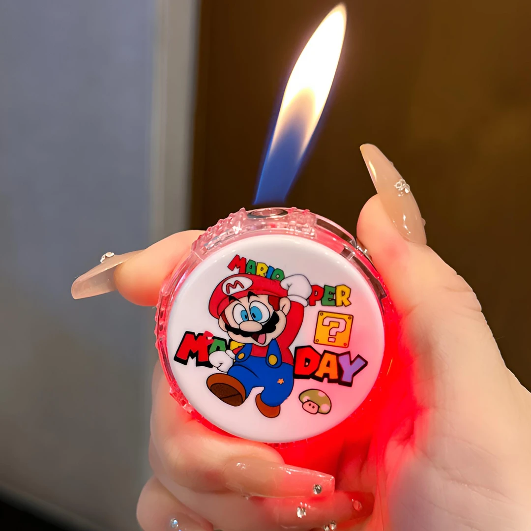 发光透明旋转卡通打火机炫酷创意充气个性解压小巧可爱炫彩送男友