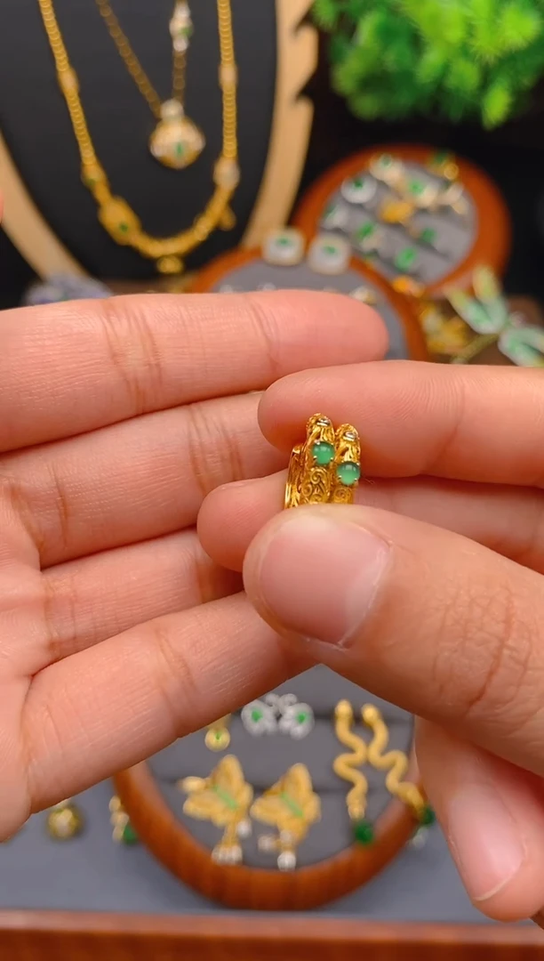 【闪购商品】翡翠耳饰银S925镶嵌花丝耳饰