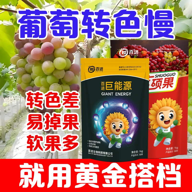 【官方正品】百进硕果巨能源葡萄转色增甜上色上糖提香增亮不软果