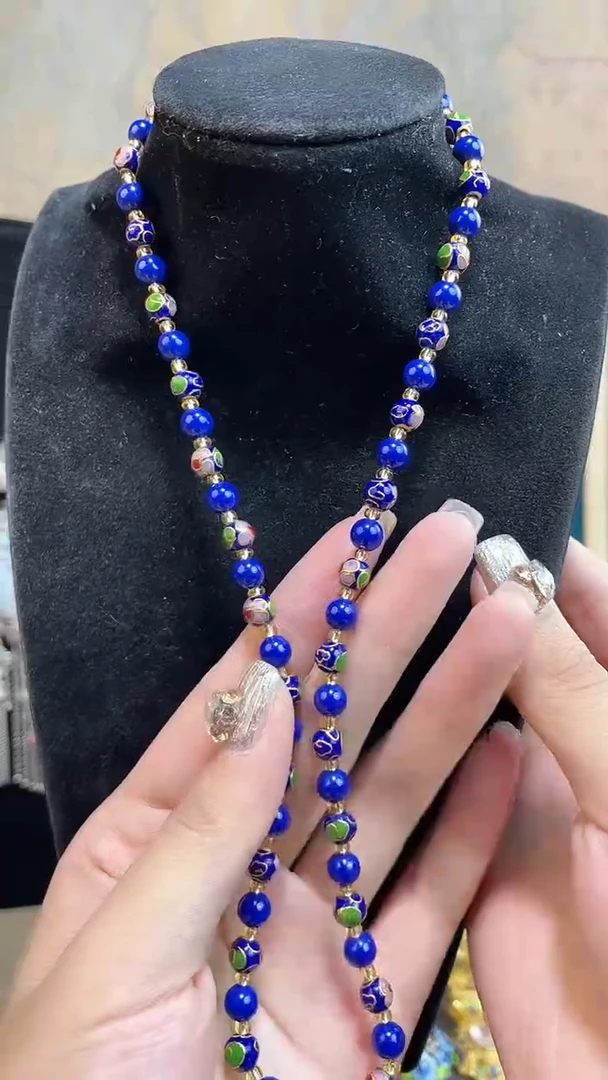 非遗手工景泰蓝0.6项链宝蓝