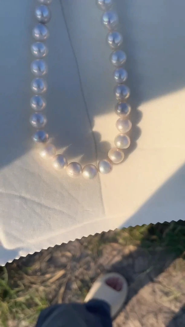 银S925镶嵌淡水珍珠项链12mm项链