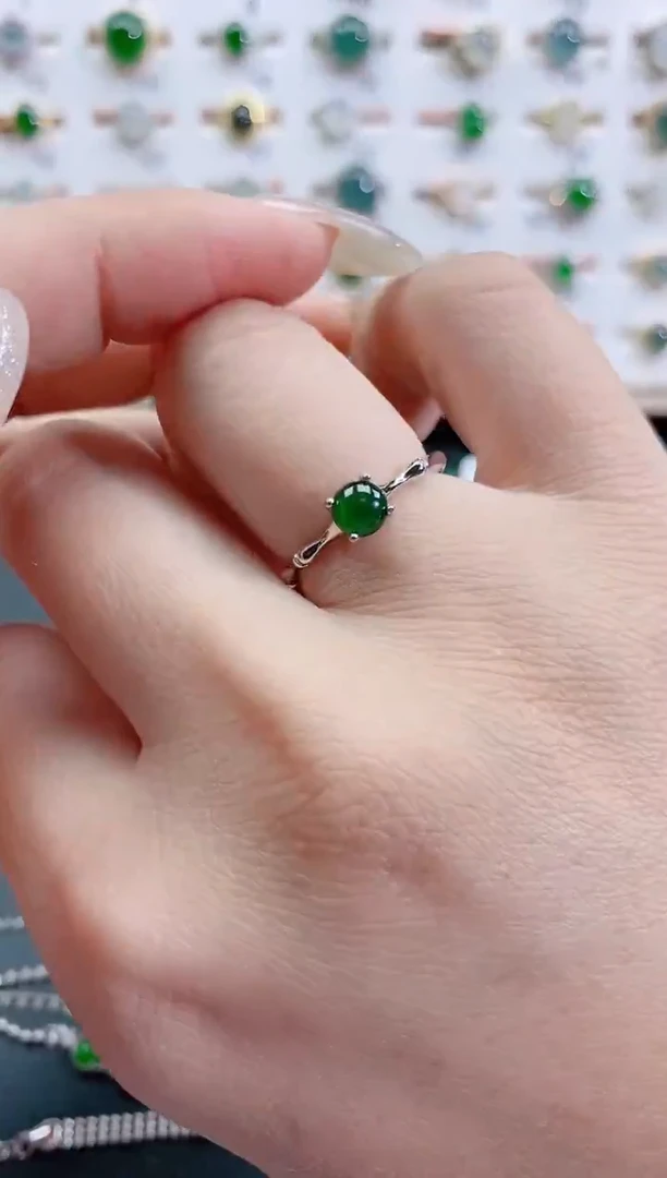 银S925镶嵌戒指翡翠天然翡翠