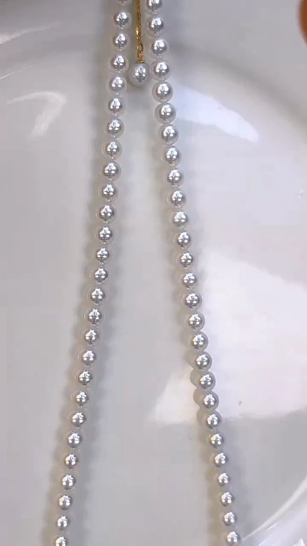 淡水珍珠18K金镶嵌项链5-6