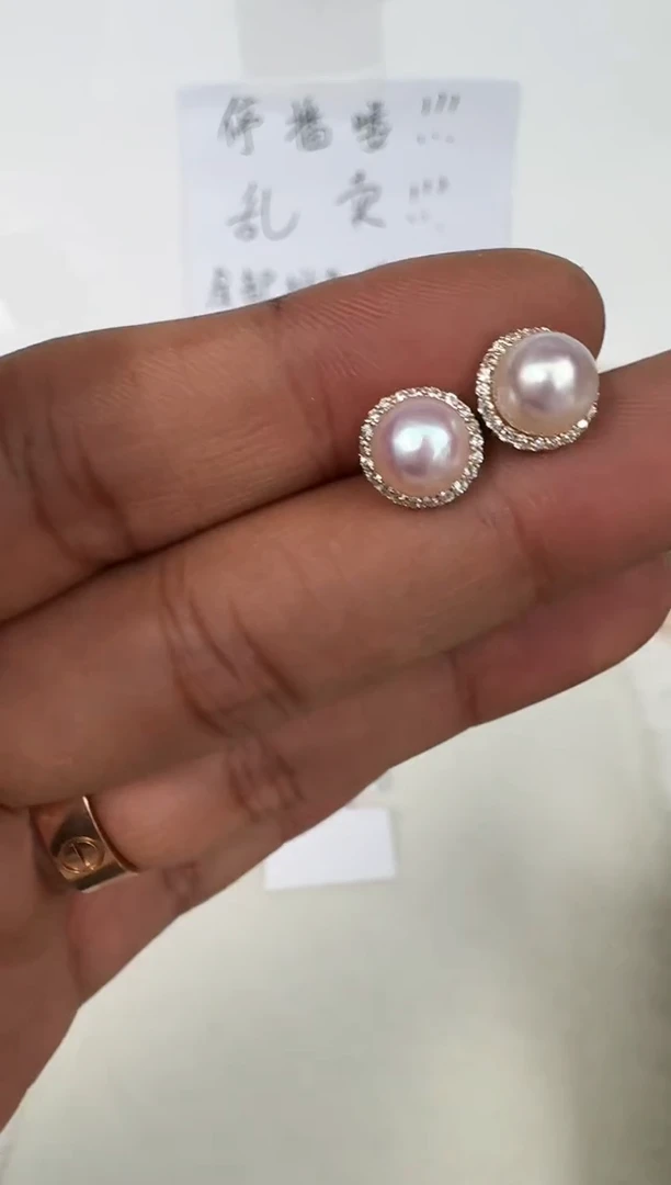 银S925镶嵌耳饰海水珍珠耳钉