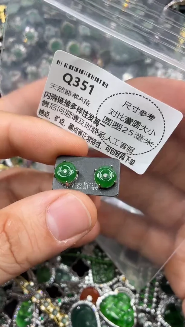 颈饰未镶嵌翡翠Q351耳钉