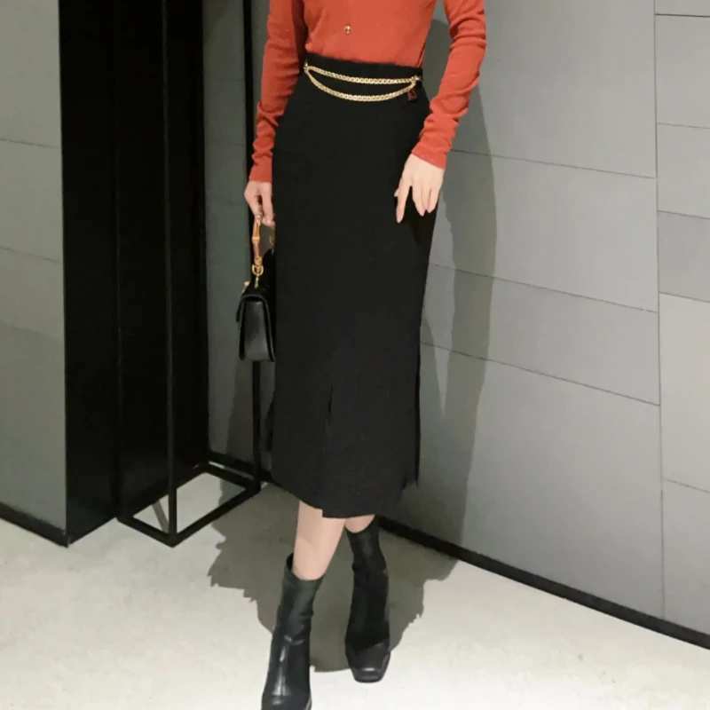 【AMSSGIRD】春秋气质新款提花压褶步步生花半身裙1200232