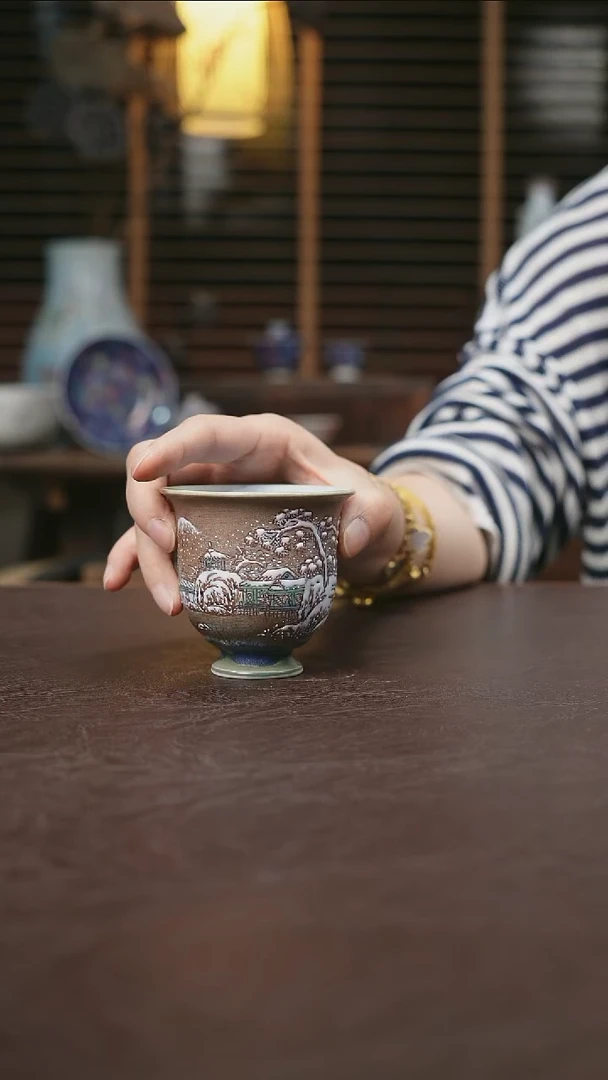 杯景德镇陶瓷杯碗柴烧多人